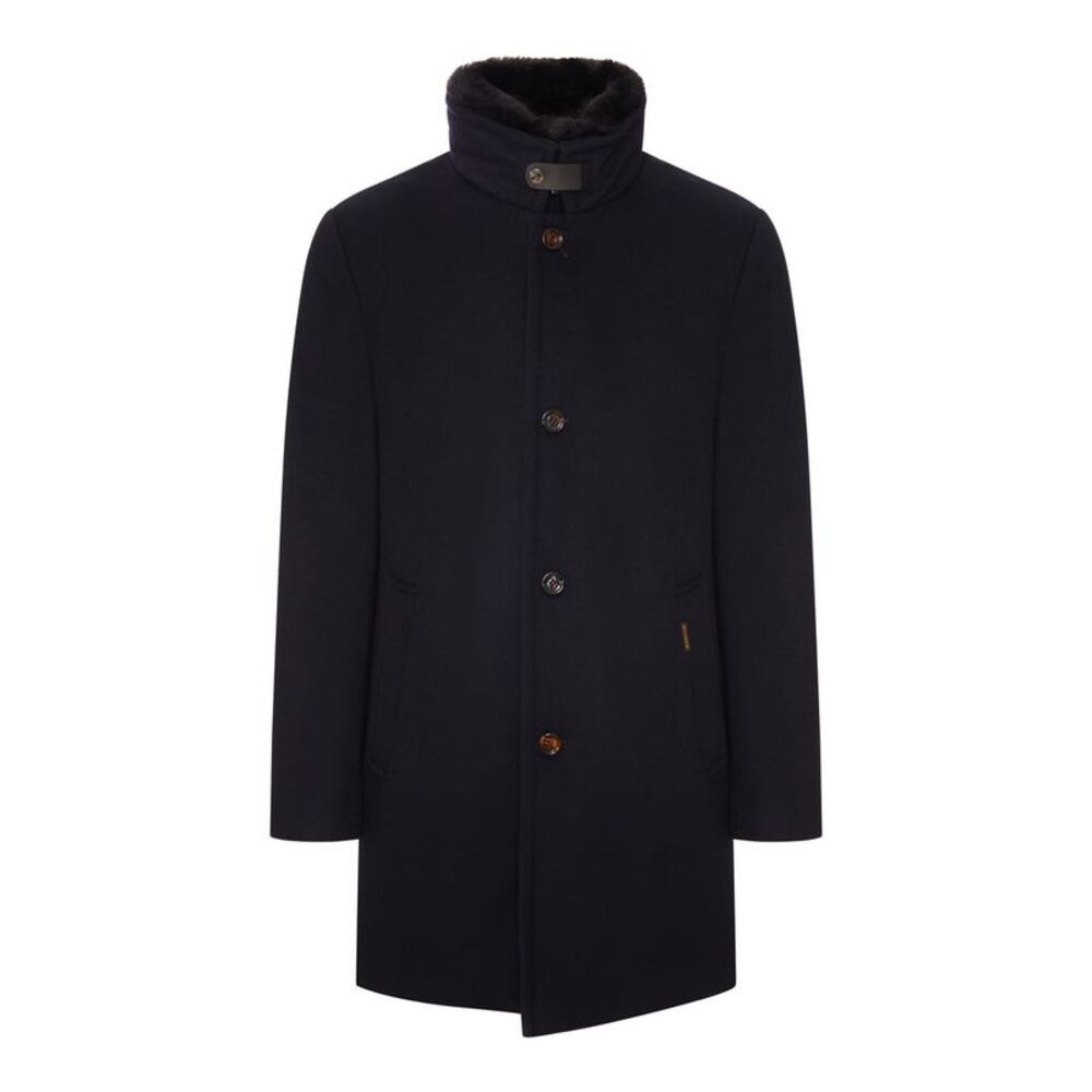Moorer Men Cashmere Blend Coat With Fur Collar